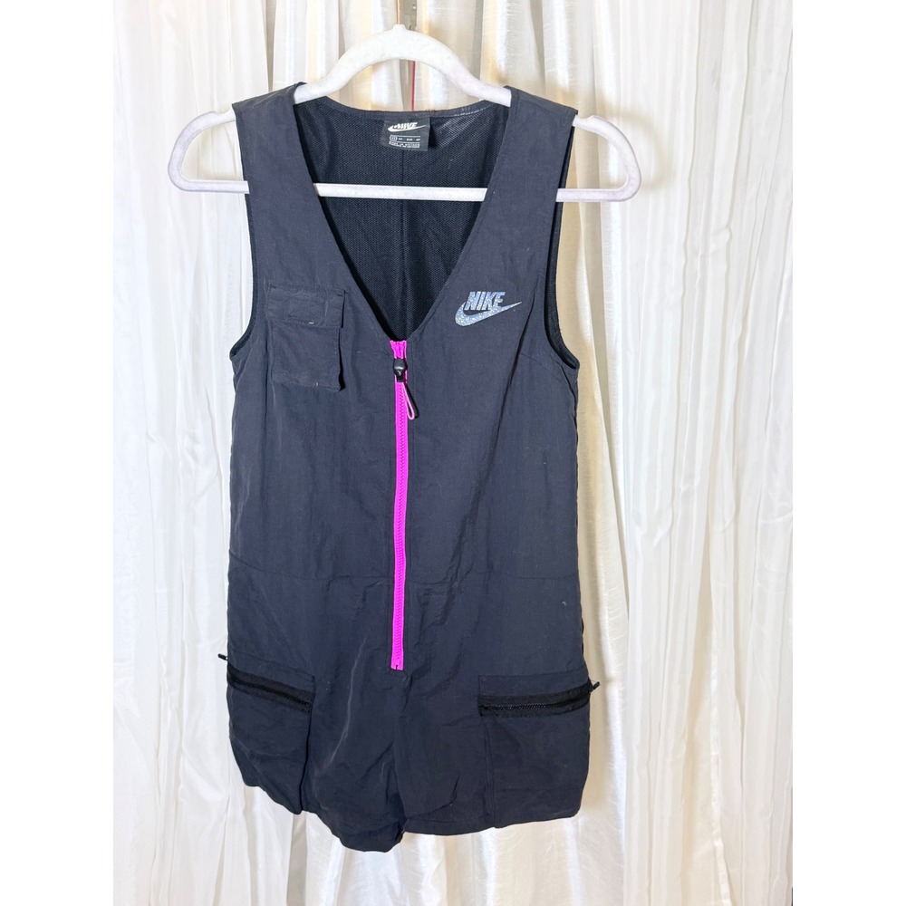 Nike Utility Romper Womens XS Black Pink Zip Cargo Pocket Sporty Gorpcore